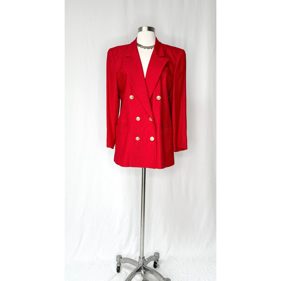 Vintage 90’d Liz Claiborne Red Doube Breast Button Blazer (10P) - Picture 4 of 10